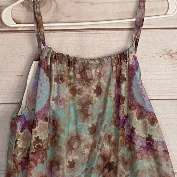 Ei8ht Dreams Tie Dye Venice Gathered Mini Dress Green Purple Size Small - Picture 2 of 6